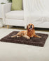Washable Dog Bed Mat, Reversible Dog Crate Pad Soft Fluffy Pet Mattress for Large Medium Small Dogs, 41 x 27 Inch, Brown