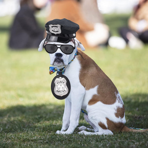 Yewong Pet Police Costume Accessory Set, Dog Cat Police Hat Badge and Sunglasses for Halloween Cosplay Party