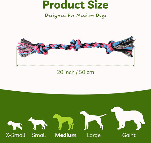 SHARLOVY Dog Rope Toy for Medium Dogs, Durable Cotton Chew Toys for Aggressive Chewers, Interactive Tug of War Toys