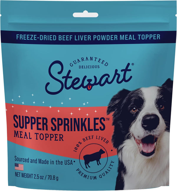 Stewart Beef Liver Supper Sprinkles, Dog Food Toppers, 2.5 oz Resealable Bag, Made in USA