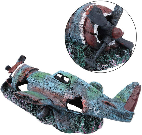 No Pollution Aquarium Plane Decor, Artificial Fish Tank Ornament for Decorating, Resin Material