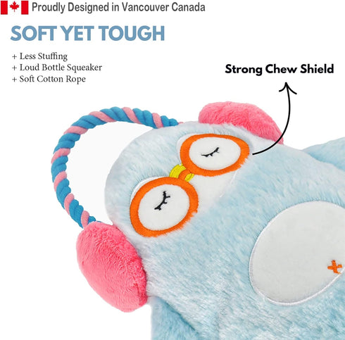 HugSmart Pet – Melody Bros Squeaky Plush Rope Tug Dog Toy with Less Stuffing - Penguin