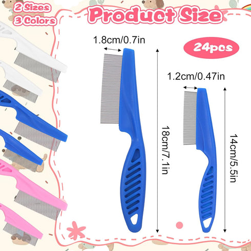 hidyuuoo 24 2 Pcs Flea Comb for Dogs and Cats Flea Remover Tool with Stainless Steel Metal Teeth for Detangling