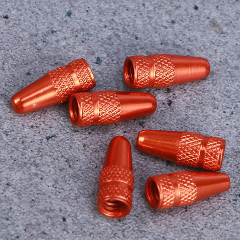 VORCOOL 6pcs Bike Valve Caps, Aluminum Alloy French Style Bicycle Tire Valve Dust Covers in Orange