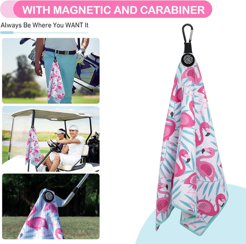 Magnetic Golf Towel for Men and Women, Microfiber Towel with Waffle Texture for Strong Hold