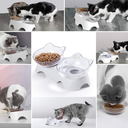 MILIFUN Elevated Tilted Cat Food Bowls, Anti Vomiting Orthopedic Bowls for Puppy and Bunny