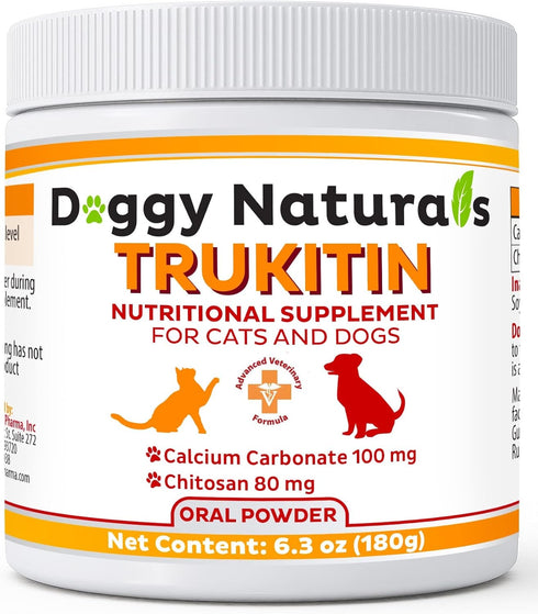 Trukitin Chitosin Based Phosphate Binder for Cats & Dogs, Natural Renal Support Supplement, Made in U.S.A