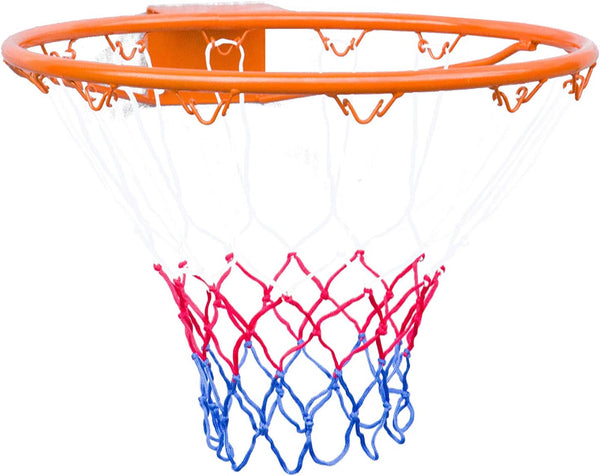 Rakon Basketball Solid Rim - Indoor Outdoor Hanging Basketball Goal with All Weather Net, 18''