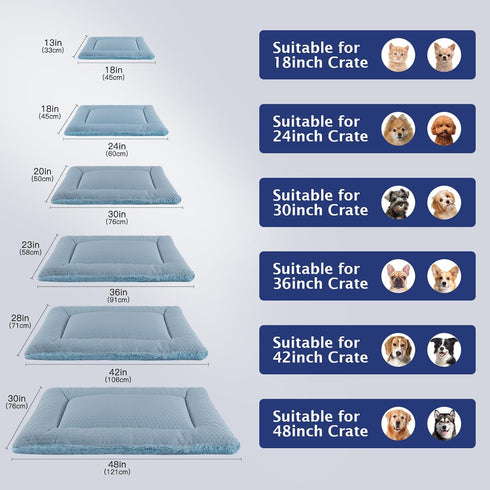 Dog Bed Mat, Reversible Dog Crate Pad, Soft Washable Kennel Mat (Cool and Warm) for Small Medium Dogs (18''x13'', Blue)