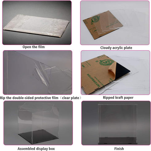evron (16x13x14in; 40x33x35 cm) Display Case for Collectibles Assemble Clear Acrylic Box Alternative Glass Case