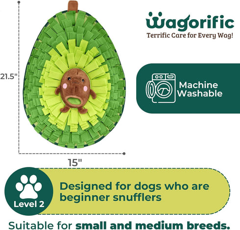 21.5" 15", Snuffle Mat for Dogs Avocado Pal, X-Large x Enrichment Toy Slow Feeder, Puppy Toys to Keep Them Busy