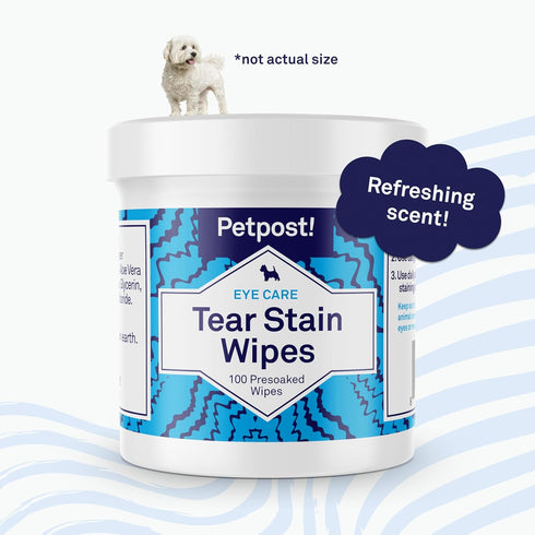 Petpost Tear Stain Remover Wipes, Natural Eye Crust Treatment for White Fur, 100 ct.