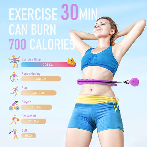 Weighted Hula Circle Hoops for Adults - Infinity Fitness Hoop for Weight Loss - 47 Inch