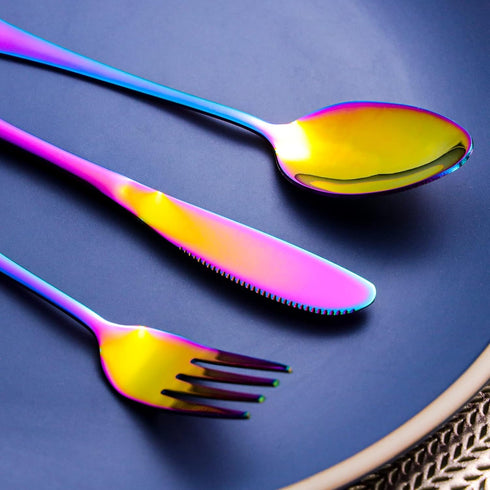 Portable Utensils Set with Case, 4pcs Stainless Steel Reusable Silverware for Lunch, Camping, School, Picnic, Easy to