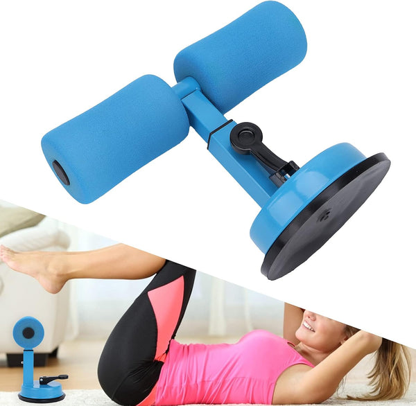 Sit-up Aid Bar for Floor, Portable Adjustable Sit Up Equipment with Foot Holder for Abdominal Muscle Exercise (blue)