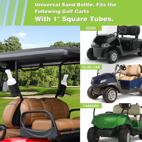 Golf Cart Sand Bottle with Holder, No-Drilling Universal Sand Bottle for Club Car, EZGO, Yamaha