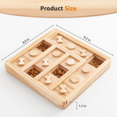 LOOBANI Wooden Dog Puzzle Toys - Interactive Slow Feeder IQ Training Toys for Small to Large Dogs, Dog Bone Pattern