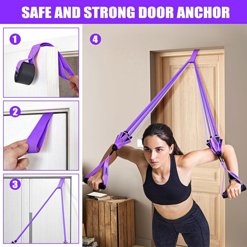 Resistance Bands with Handles, Exercise Bands for Women, Workout Equipment for Home Gym, Training Bands with Door Anchor
