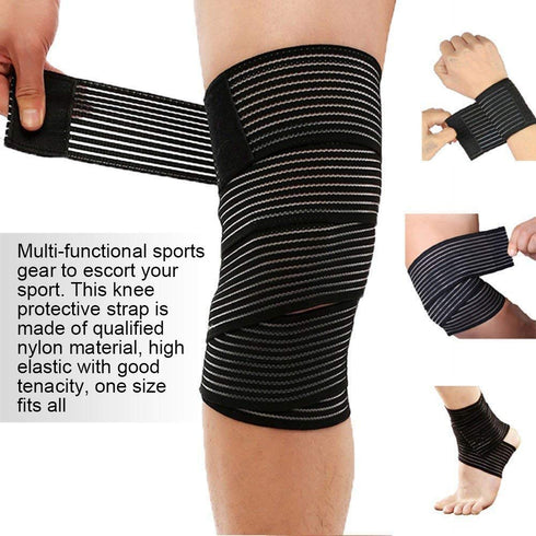 Knee Elastic Bandage Protection Sleeve - Knee Wraps, Gym Support Strap, One Size Fits All, 1 Piece