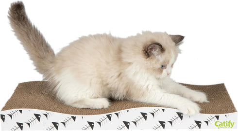 Best Pet Supplies Cat Scratcher, Wave Shaped Reversible Cardboard, Durable, Claw Safe, Natural Recycled Materials, Pack