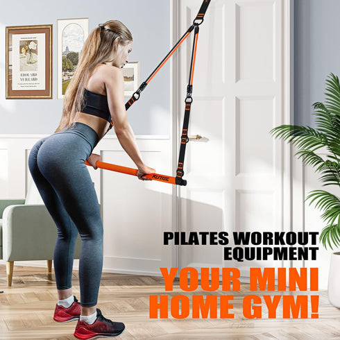 Pilates Bar Kit with Resistance Bands, Multifunctional Equipment for Women & Men, Full-Body Workouts