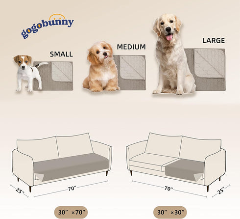 gogobunny 100% Double Sided Waterproof Dog Blanket - Soft Reversible Pet Bed Cover for Couch Sofa Car (Dark Stone/Light
