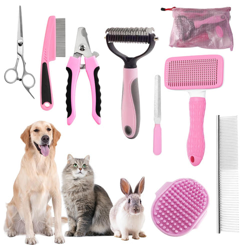 Dog Brush for Shedding,9 PCS in One Pet Slicker Hair Brush Kit