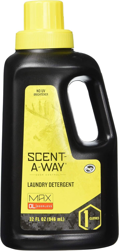 Hunters Specialties Scent-A-Way MAX Odorless Laundry Detergent - Unscented Formula for Hunting Gear, 32 OZ