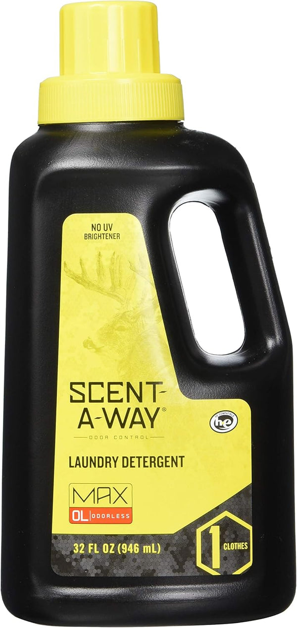 Hunters Specialties Scent-A-Way MAX Odorless Laundry Detergent - Unscented Formula for Hunting Gear, 32 OZ