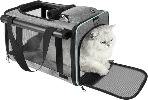 Cat Carrier American, Airline Approved Soft-Sided Pet Travel Bag for Medium Cats 15+ lbs, Small Dogs Under 15 Pounds