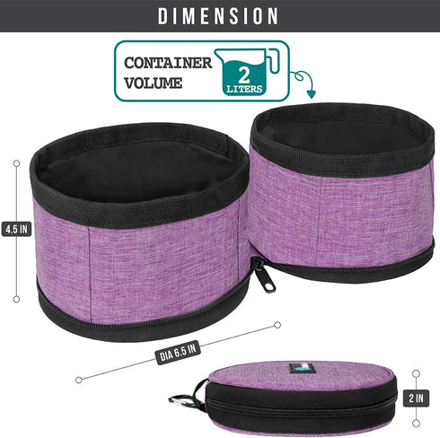 PetAmi Collapsible Dog Food and Water Bowls - 2 Travel Bowls Kit, Portable No Spill Pet Dish for Camping