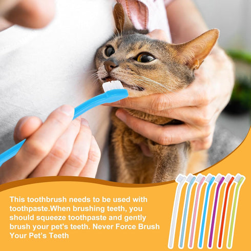100 Pack (7 Tioncy Pcs Small Dog Toothbrush Bulk Long Handle Pet Toothbrushes with Soft Bristles, Dental Care Teeth