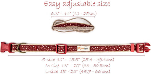Pettsie Adjustable Dog Bandana Collar with Matching Owner Bracelet - Soft Hemp Scarf Set for Small Dogs, Red