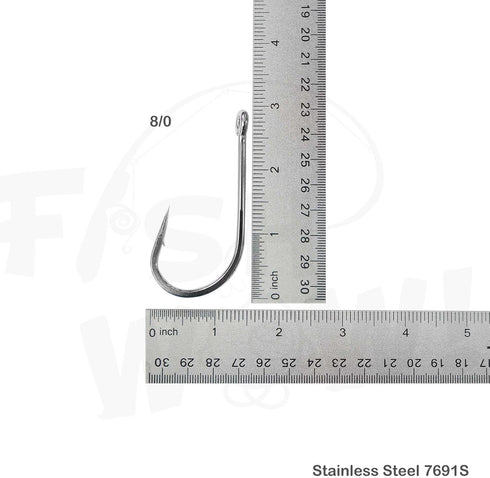 10pcs 7691S 8/0 Fish WOW! Big Game Southern Tuna Stainless Steel Hook Size