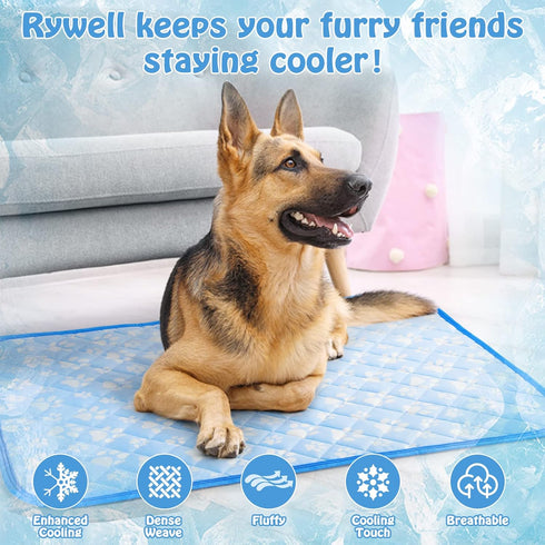 Rywell Upgrade Self-Cooling Mat for Dogs, Extra Large 44'' x 32'', Washable Non-Toxic Summer Pet Outdoor Bed