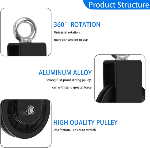 LFJ Cable Pulley Set with Swing Strap Carabiner, Gym Pulley Wheel for LAT Pulley System, Home Gym Equipment