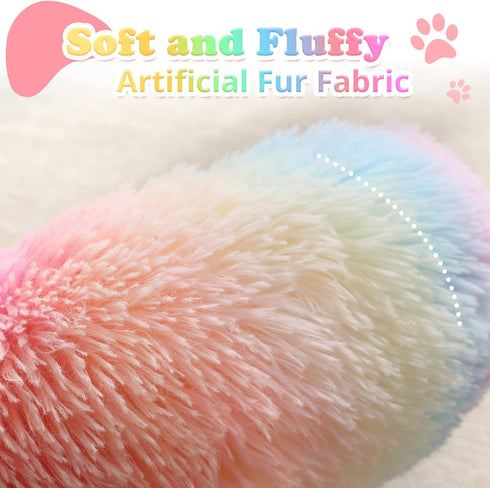 JOLLYVOGUE Calming Donut Dog Bed 20" for Small Dogs and Cats, Anti-Anxiety Washable Fluffy Faux Fur Cuddler