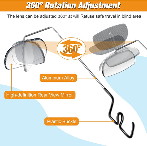 Saillong 360 Degree Adjustable Bike Eyeglass Mirror, Lightweight Bicycle Cycling Rear View Helmet Mirror (2 Pieces)