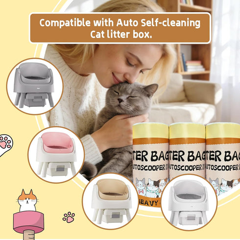 OuhDvgny 100 Count 25.19" 11.8"Heavy Cat Litter Box Liner Bags for Pet Pivot Open-Top Pet Automatic Self Cleaning Cat