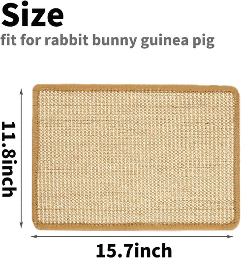 (3Pcs, 15.7x11.8 inches) PODOO Bunny Scratch Pads, Sisal Rabbit Scratching Pad, Natural Rabbit Resting Mats for Cages