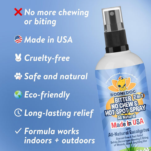 Bodhi Dog Bitter 2-in-1 No Chew & Hot Spot Spray, Natural Anti-Chew Remedy, Safe for Skin, 4 Fl Oz