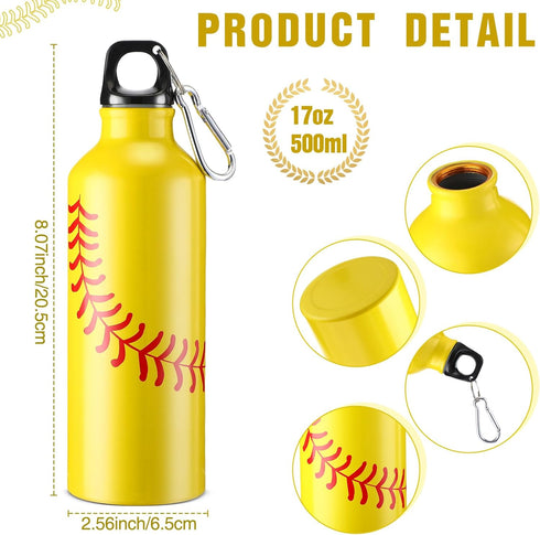 Tioncy 12 Pcs 17 oz Softball Baseball Water Bottles, Reusable Leak Proof Sports Bottle with Buckle and Twist Cap