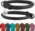 Soft Round Rolled Leather Dog Collar with ID Tag for Small Medium Large Dogs (14-17 inch, Black Midnight & Black Buckle)
