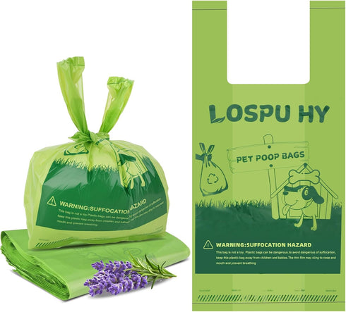 Lospu HY Poop Bags for Dogs, 100 Count Dog Poop Bags with Handles, Extra