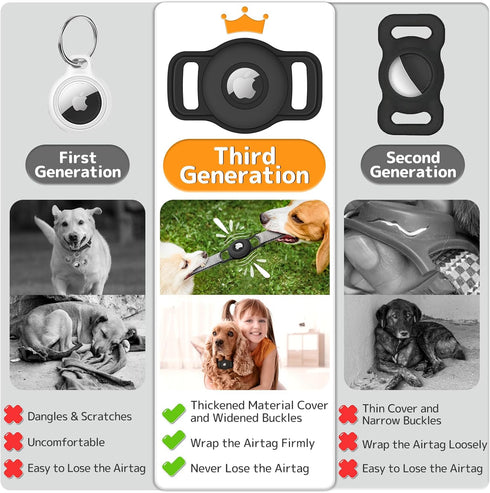 Airtag Dog Collar Holder: 2 Pack Soft Silicone Holder for Pet Dogs Cats Collar, Sturdy Protective Case, Compatible with