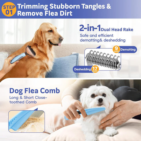 2TRUL 10pcs Trimmer, Bath Grooming Kit for Pets, Dog Brush for Shedding with Dog Nail Clipper and Dog and Cat Grooming
