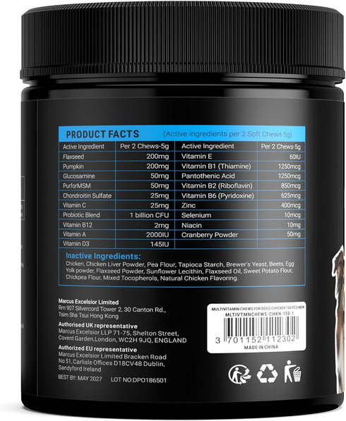 150 Immune, Packed 3s, Dog Vitamins and Supplements - Dog Multivitamin Chewable - Joint Support, Skin, Gut Health +