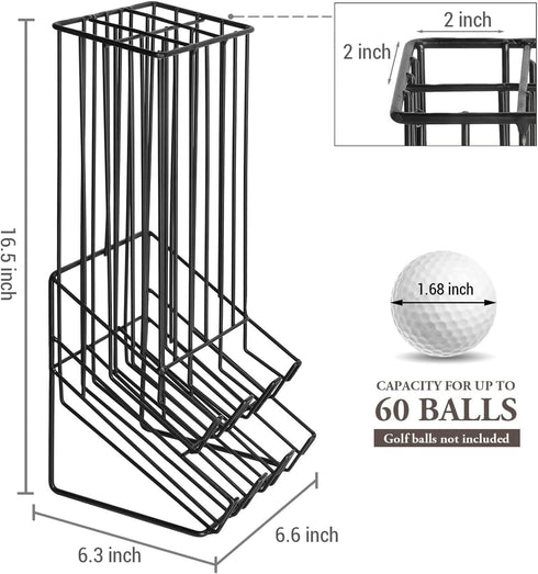 Countertop MyGift Golf Ball Basket Holder - Matte Black Metal Wire Golf Ball Dispenser and Display Rack
