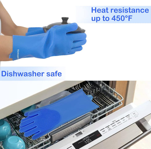 Pet Grooming Gloves, Yintoper Dog Washing Gloves - High-Density Teeth, Heat Resistant Silicone Cat Hair Remover, Blue