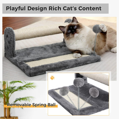 PAWZ Road Cat Scratching Post and Pad, Sisal-Covered Scratch Posts and Pads with Play Ball for Kittens